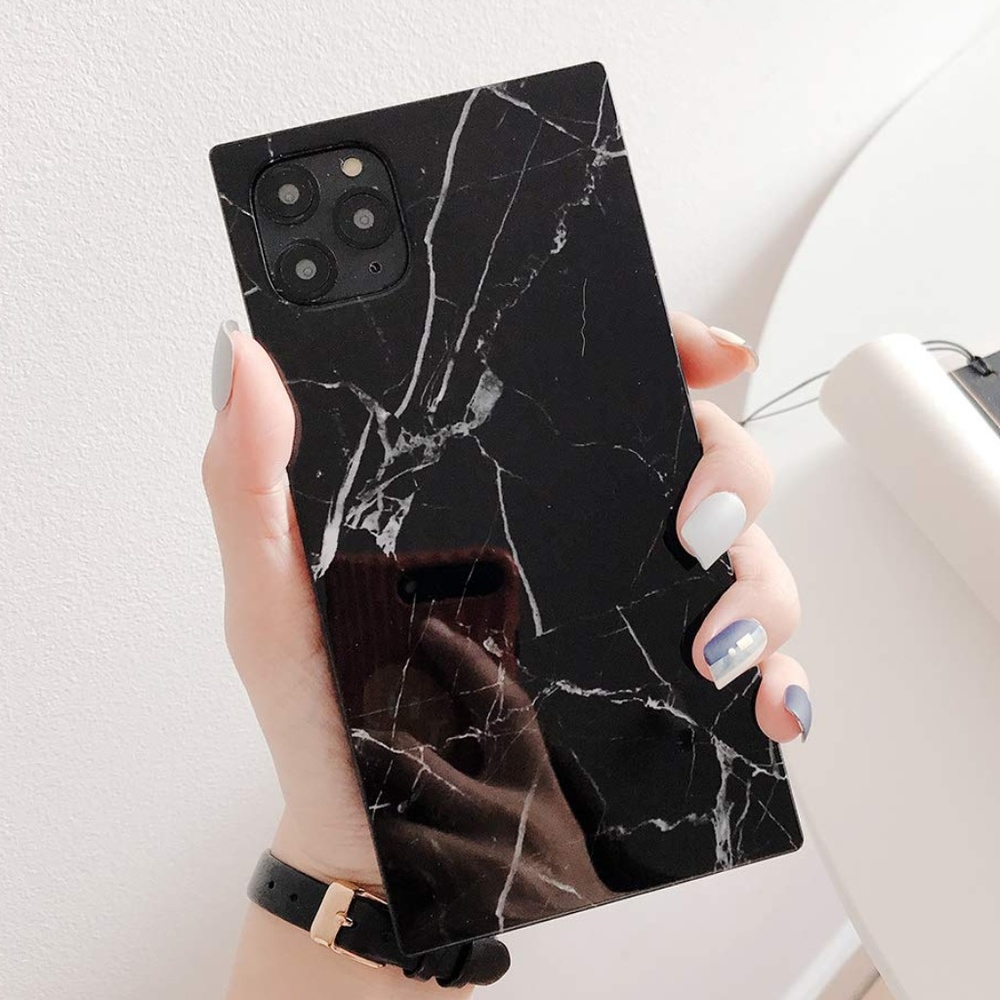 iPhone Black Square Marble Case